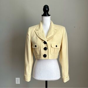 RICKIE FREEMAN FOR TERIJON | Vintage Yellow Cropped Textured Blazer Jacket